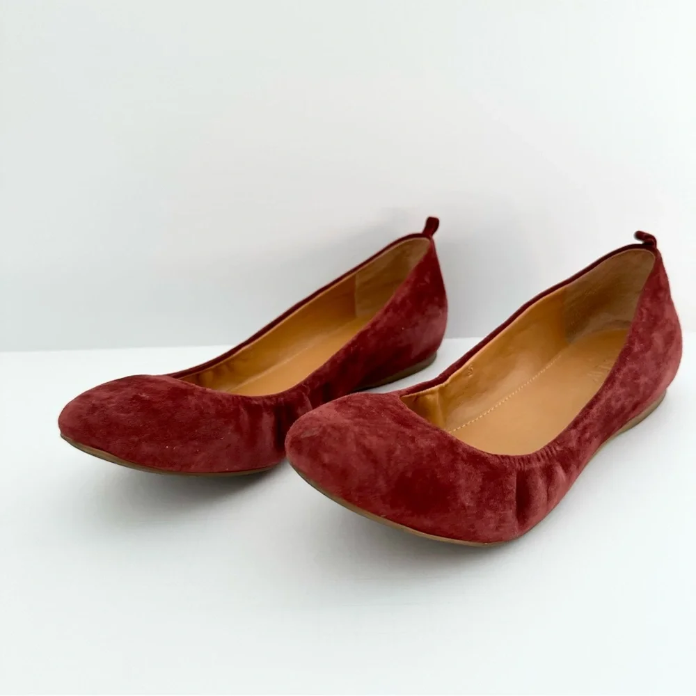 J. Crew Anya Suede Burgundy Ballet Flats Size 7 1/2M